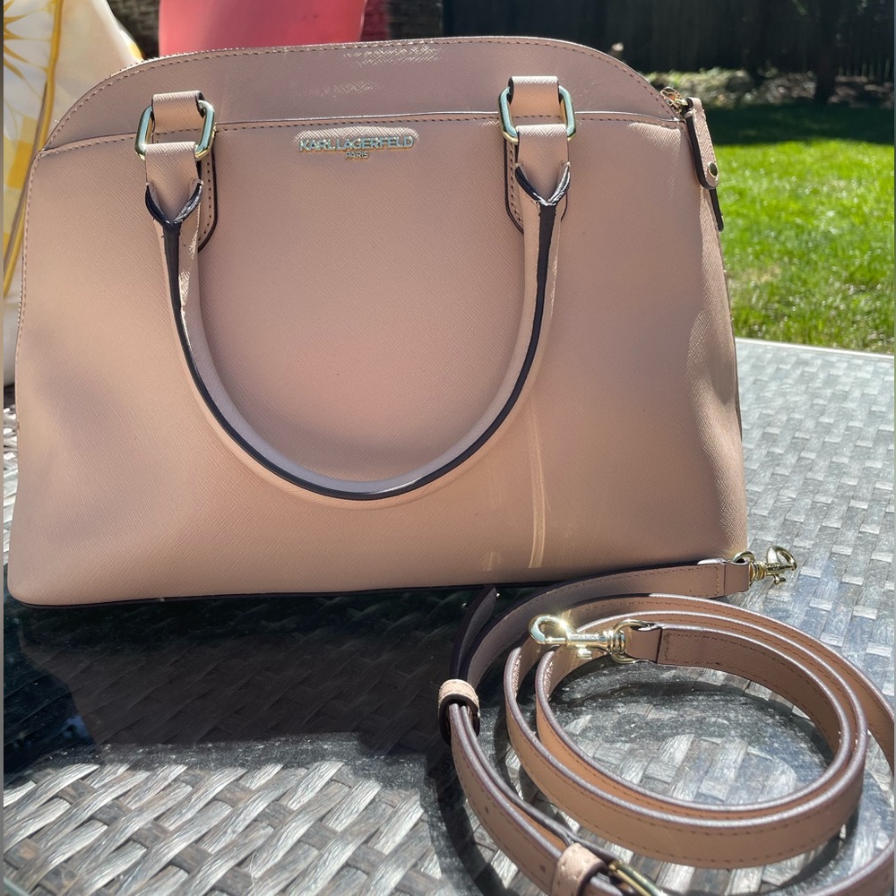 Karl Lagerfeld blush pink bag with straps